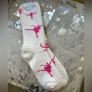 Worlds Softest Socks Cozy White and Pink Ballet Socks